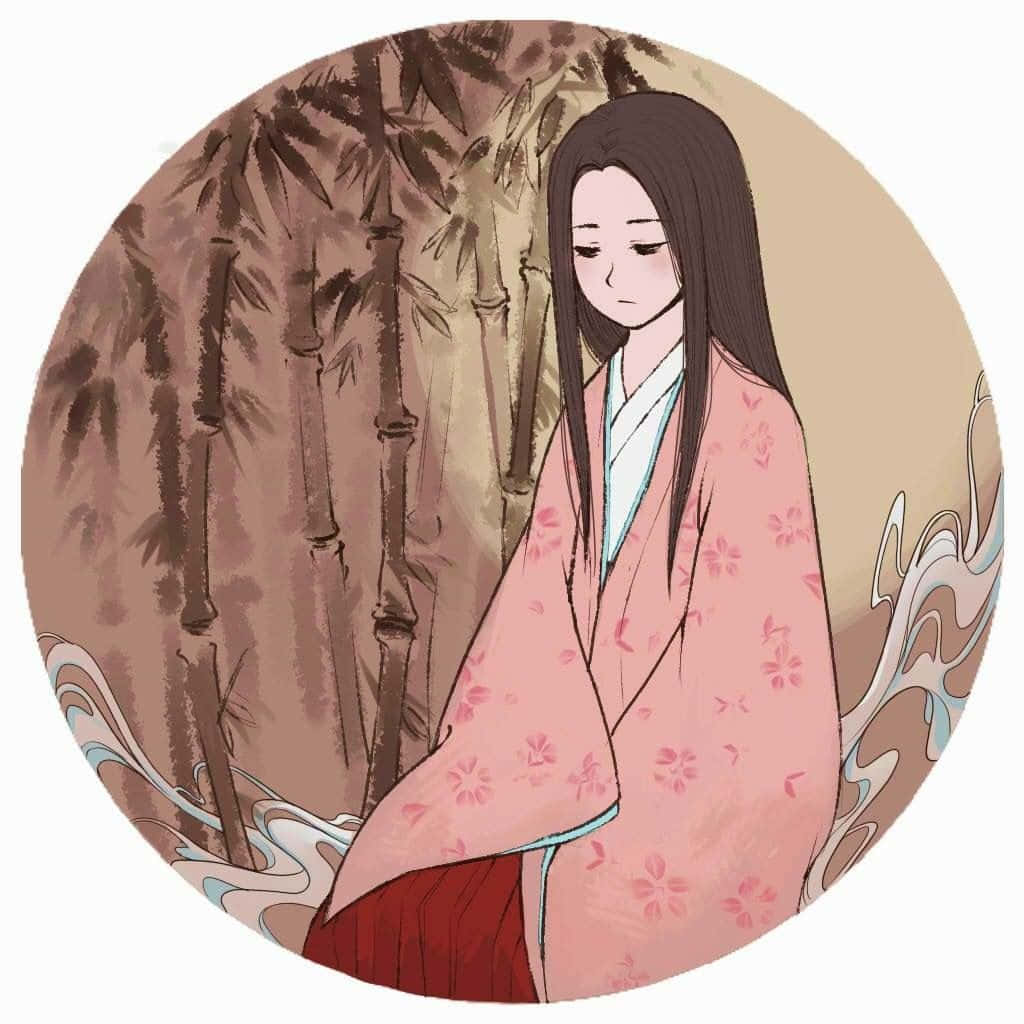 Princess Kaguya sitting beneath a cherry blossom tree Wallpaper