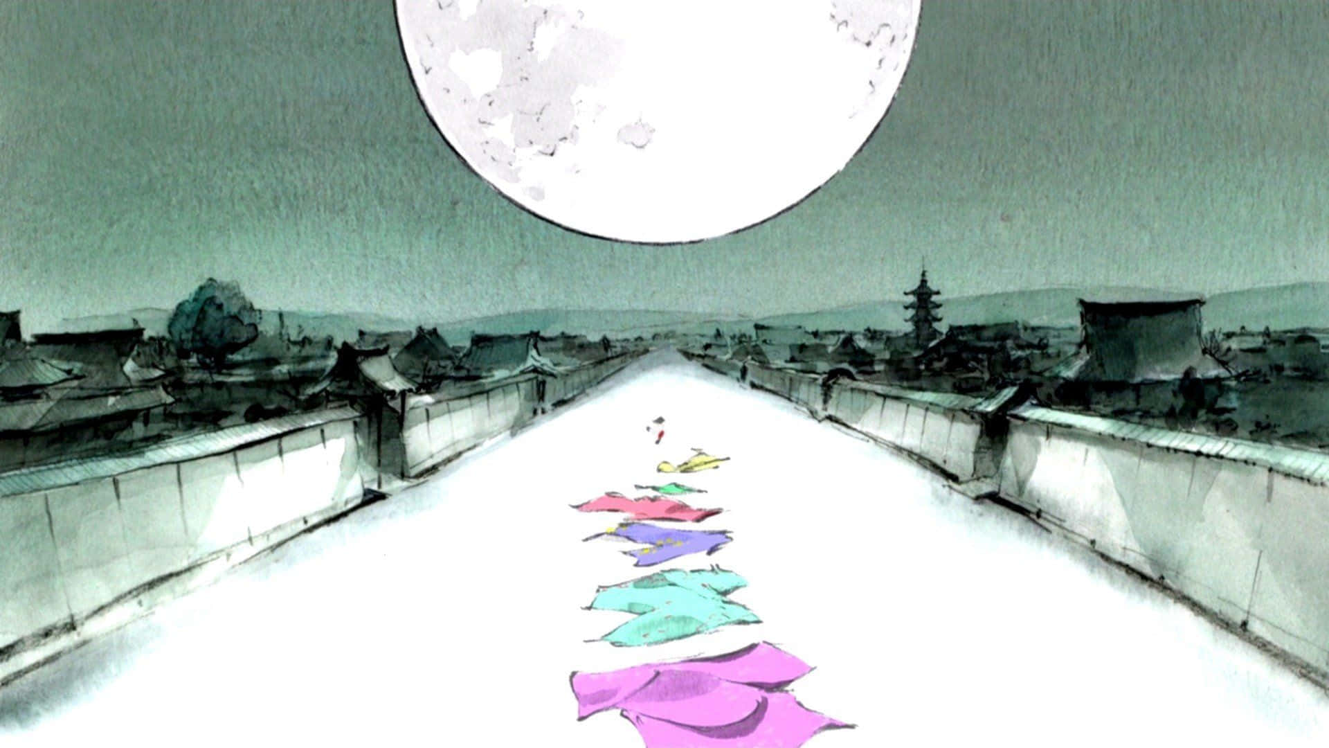 Enchanting Scene from The Tale of The Princess Kaguya Wallpaper