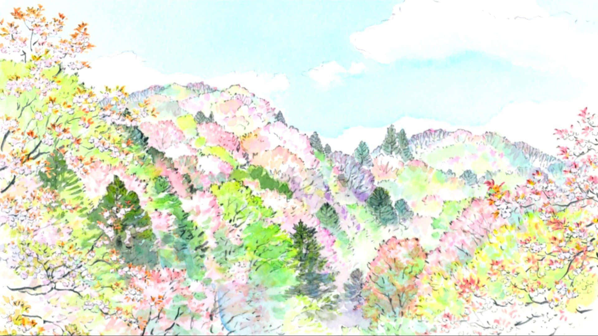 The Tale of the Princess Kaguya – A captivating scene from the animated film Wallpaper