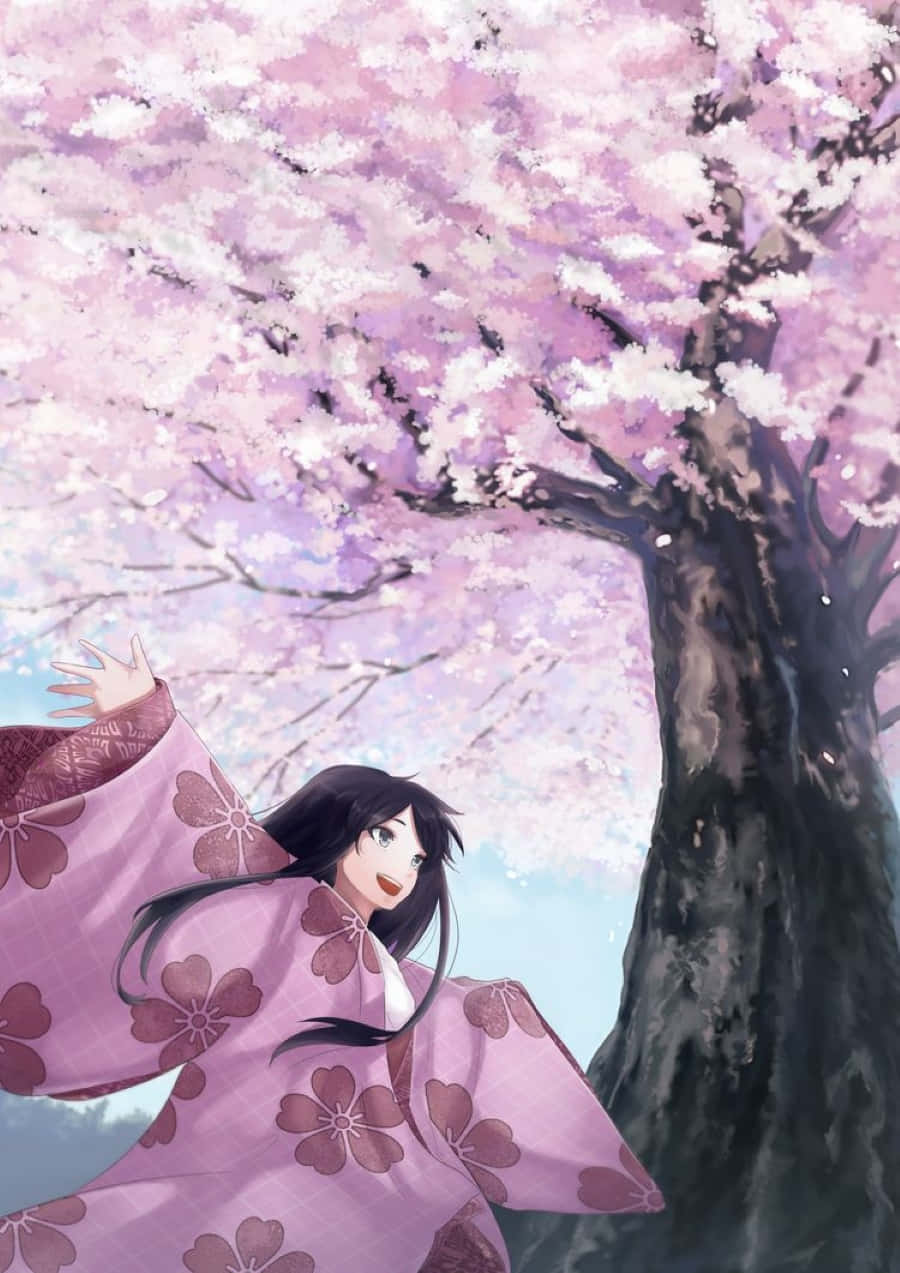 Princess Kaguya and her guardian in an ethereal forest scene. Wallpaper