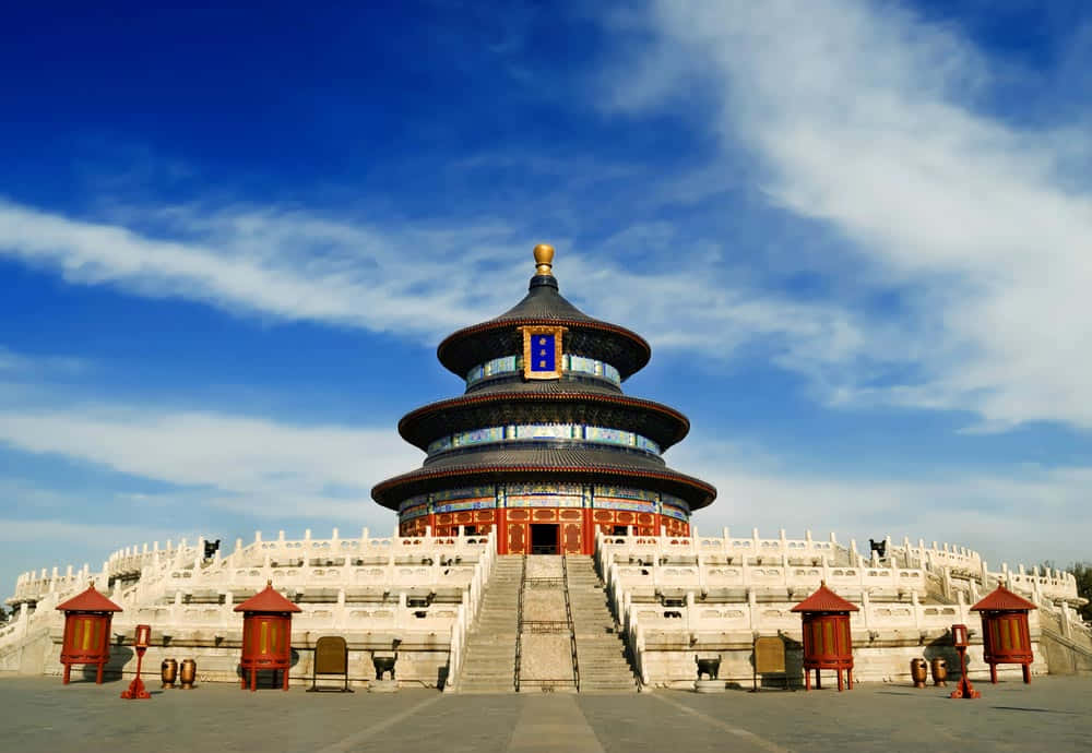 The Temple Of Heaven Under A Clear Blue Sky Wallpaper