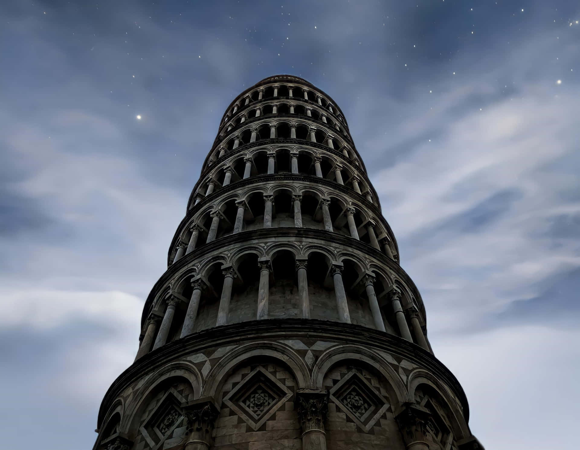 The Tower Of Pisa Underneath The Stars Wallpaper
