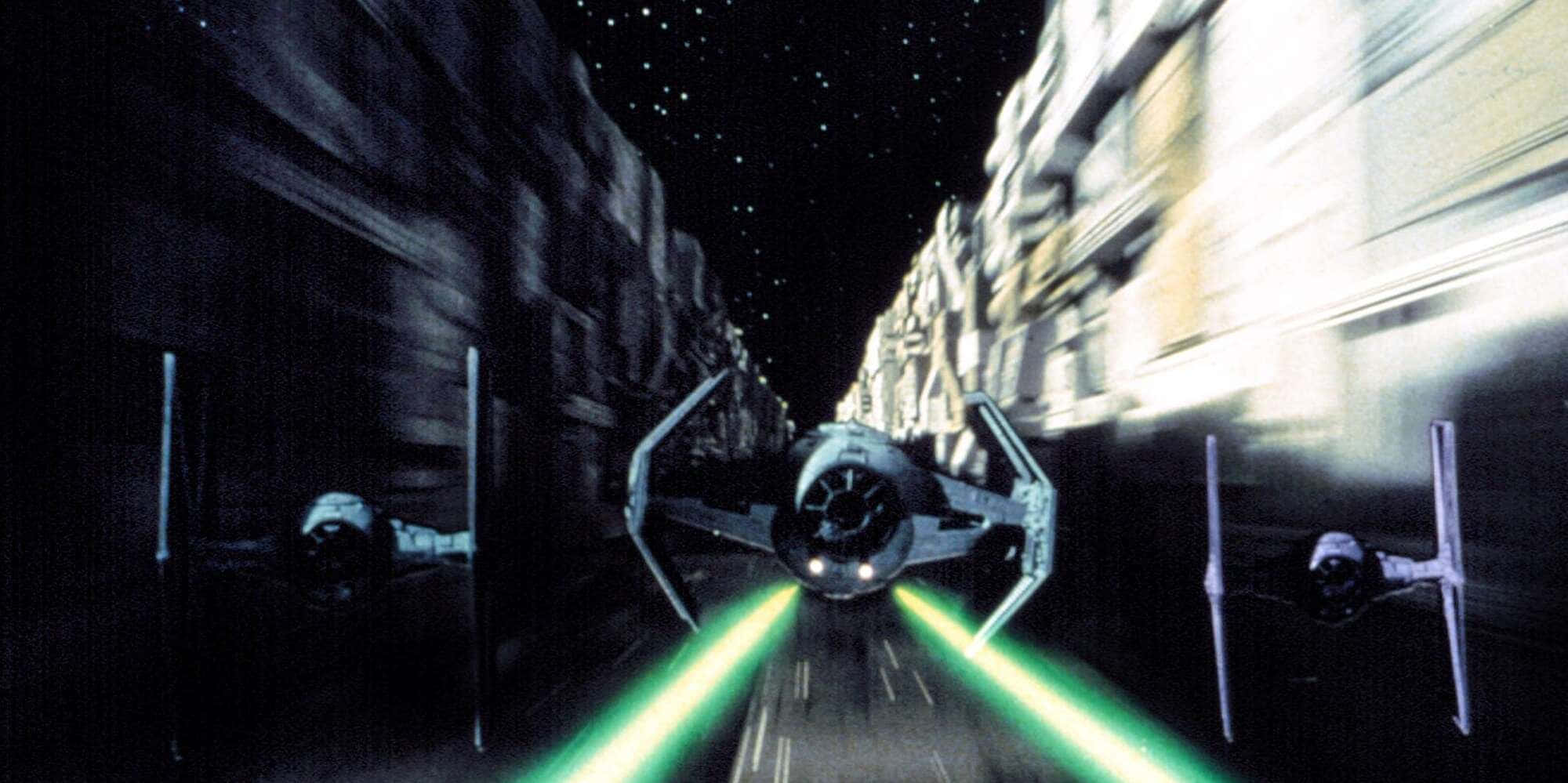 The iconic Trench Run from the original Star Wars trilogy. Wallpaper