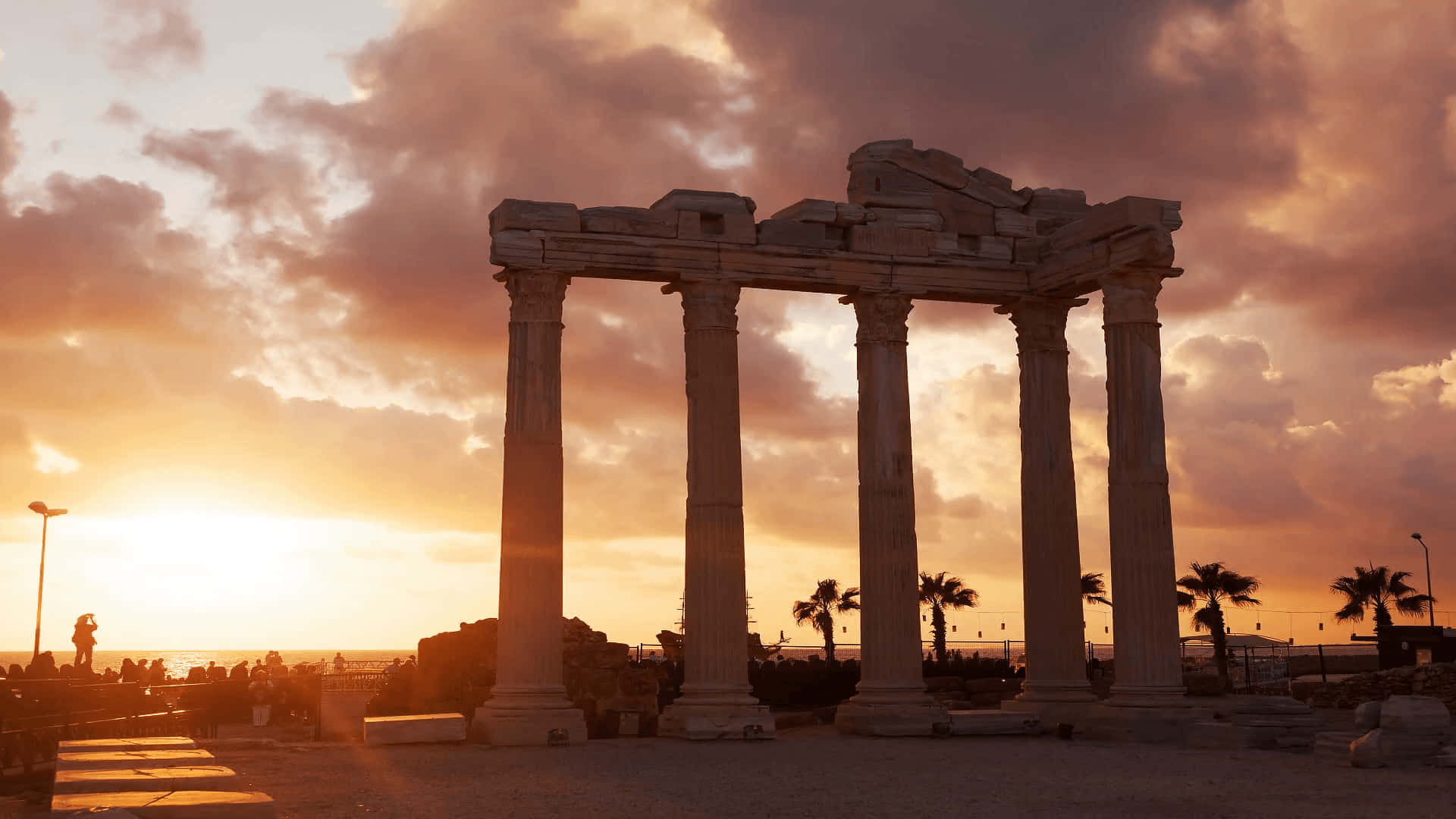 The View Of Temple Of Apollo With Sunset Wallpaper