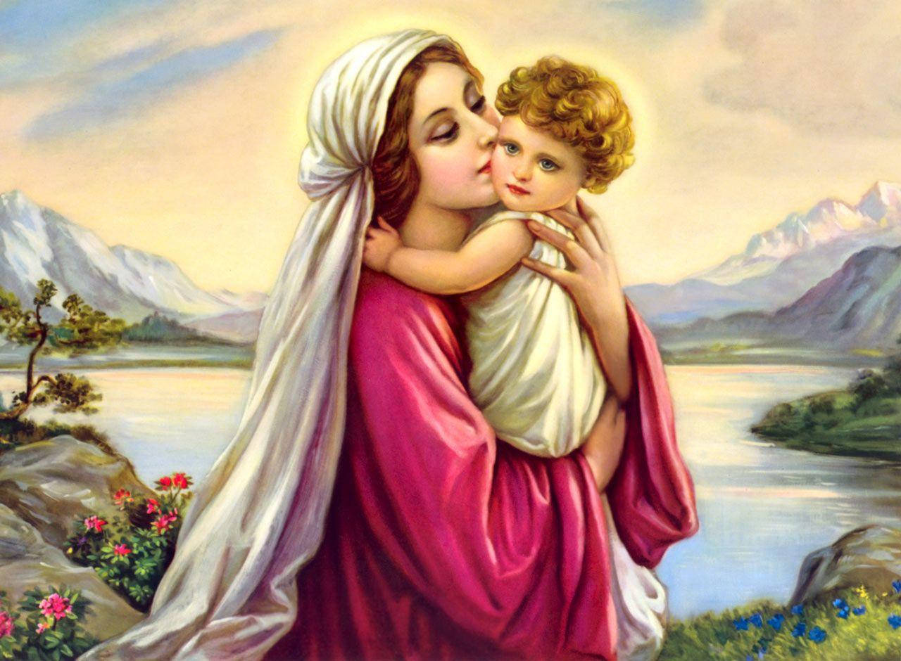 The Virgin Mary Loving Mother Wallpaper