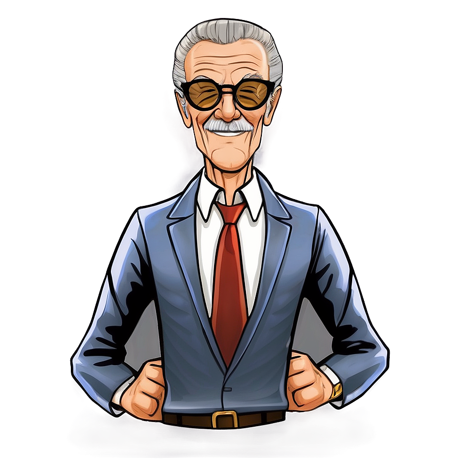 The Visionary Stan Lee Cartoon Png Hqv96 PNG