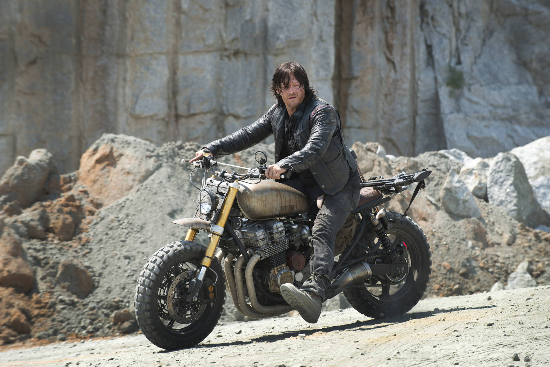 The Walking Dead Daryl On Motorbike Wallpaper