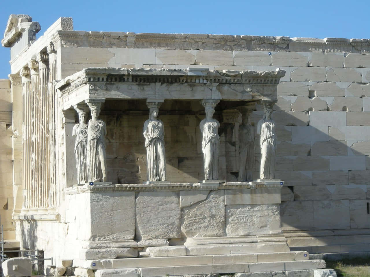 The Walls Behind The Erechtheion's Porch Of The Maidens Wallpaper