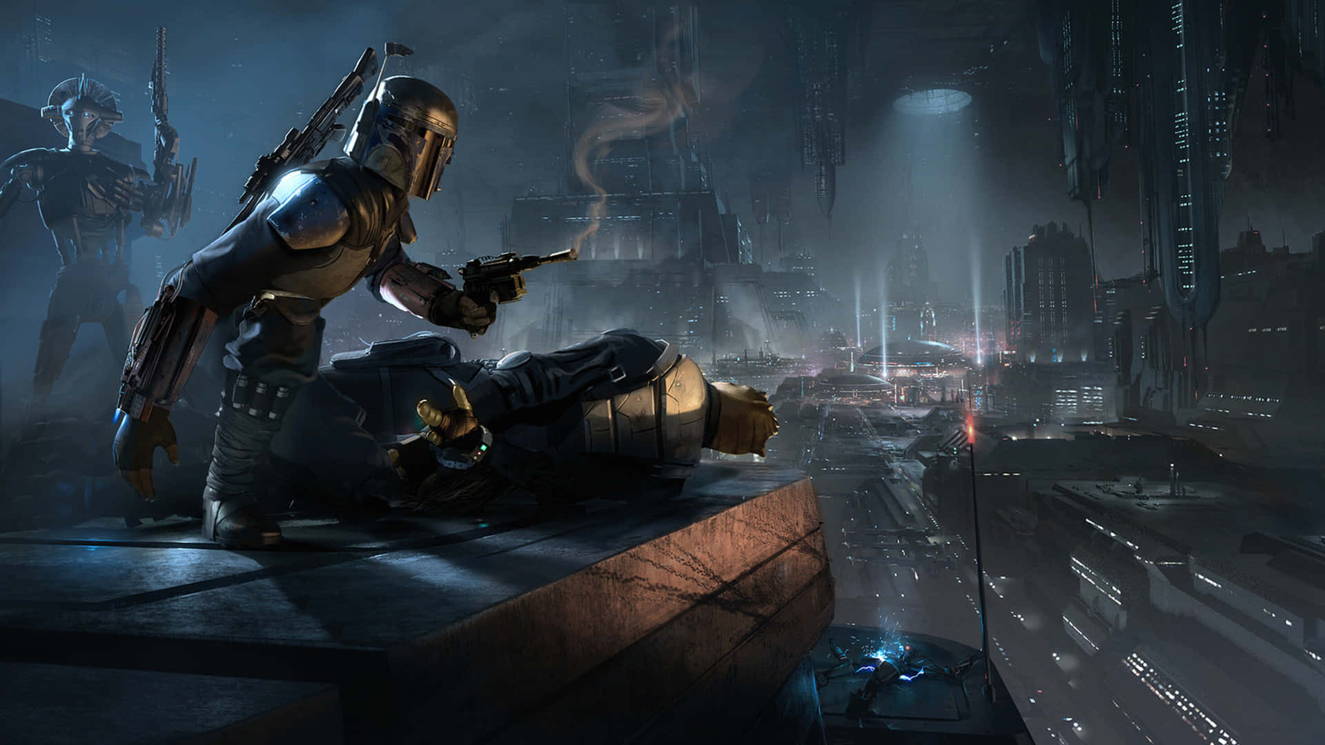 Boba Fett leads the way in The War Of The Bounty Hunters Wallpaper