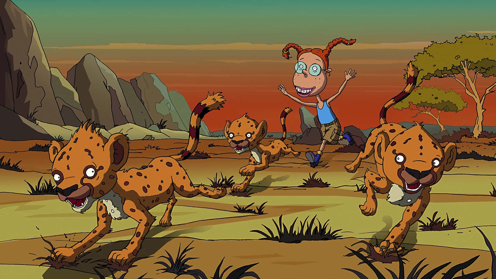 The Wild Thornberrys Eliza With Cheetahs Wallpaper
