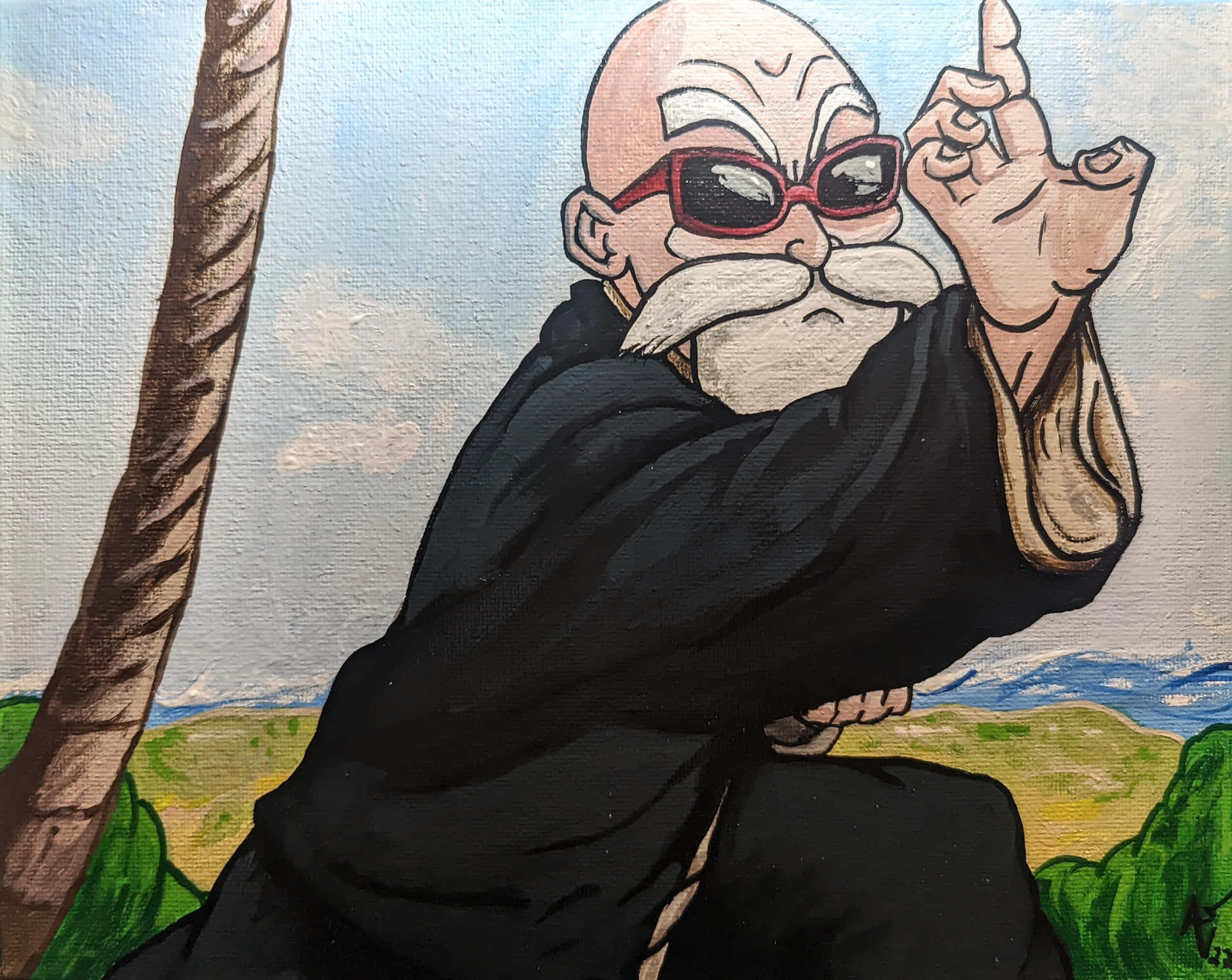 The Wise Turtle Hermit Practicing Martial Arts Wallpaper