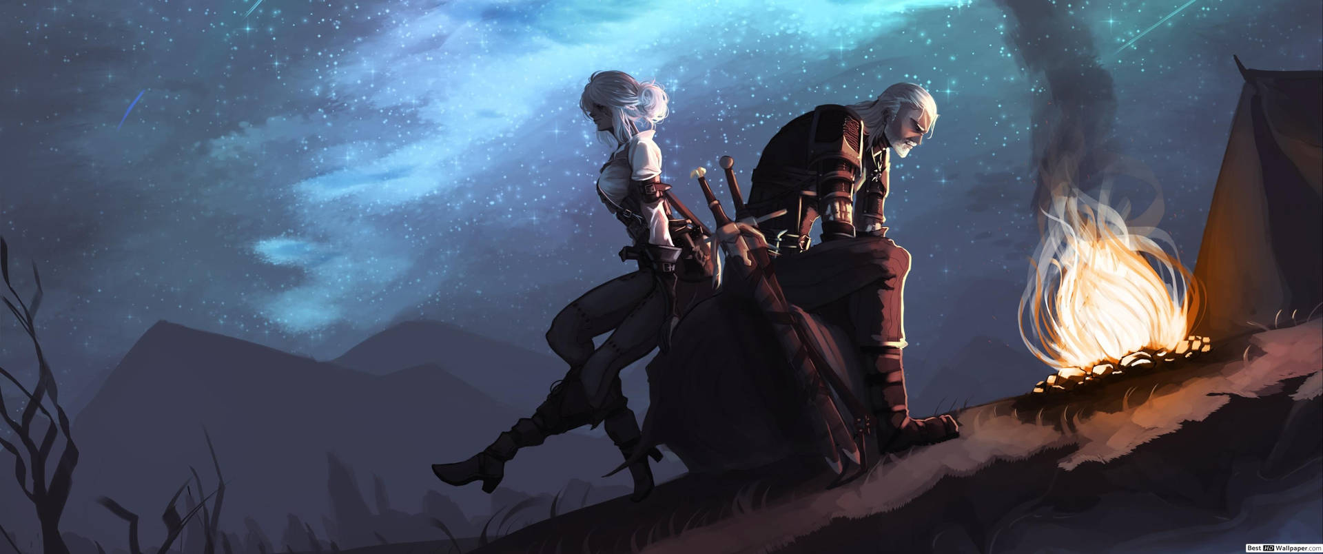 The Witcher Geralt And Ciri Fan Art Wallpaper