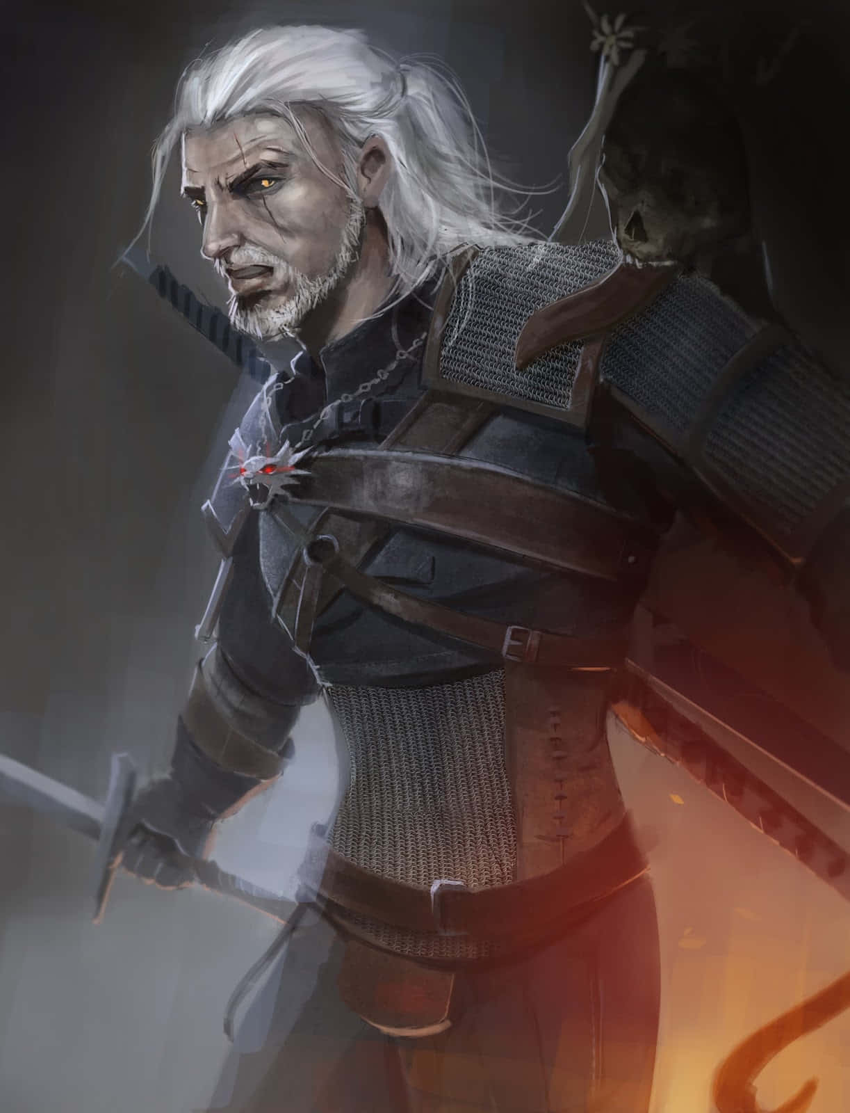 The Witcher, Geralt Of Rivia Standing With Sword In Hand, Ready For Battle. Wallpaper