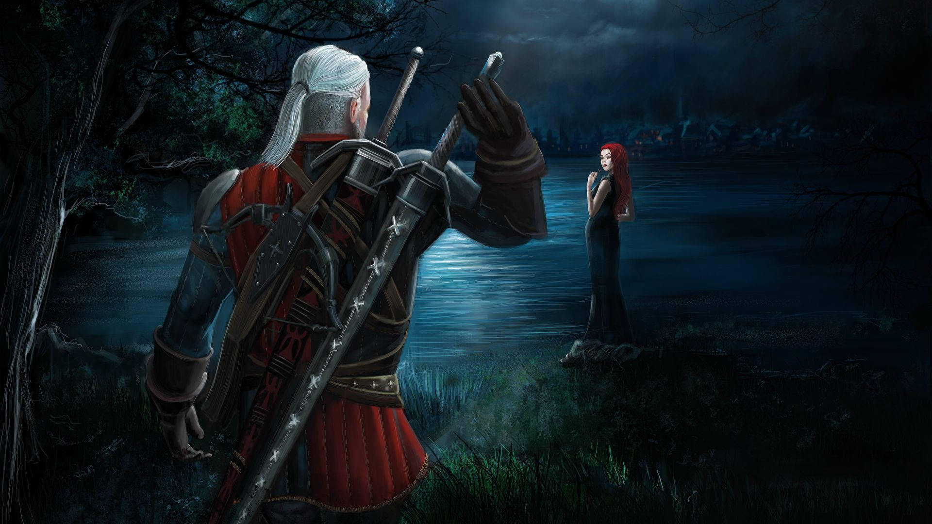 The Witcher Woman In The Lake Wallpaper