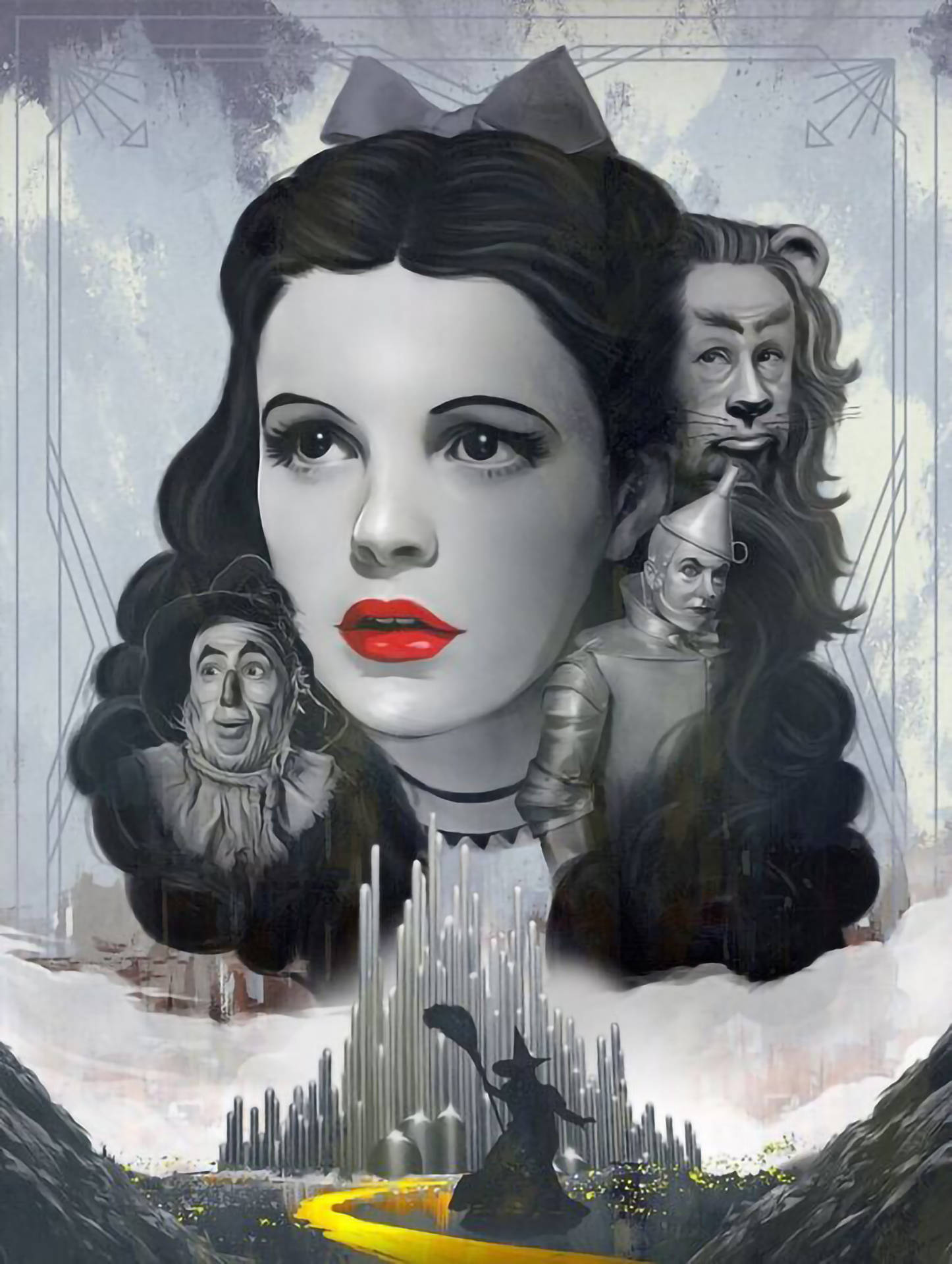 The Wizard Of Oz Black And White Poster Wallpaper