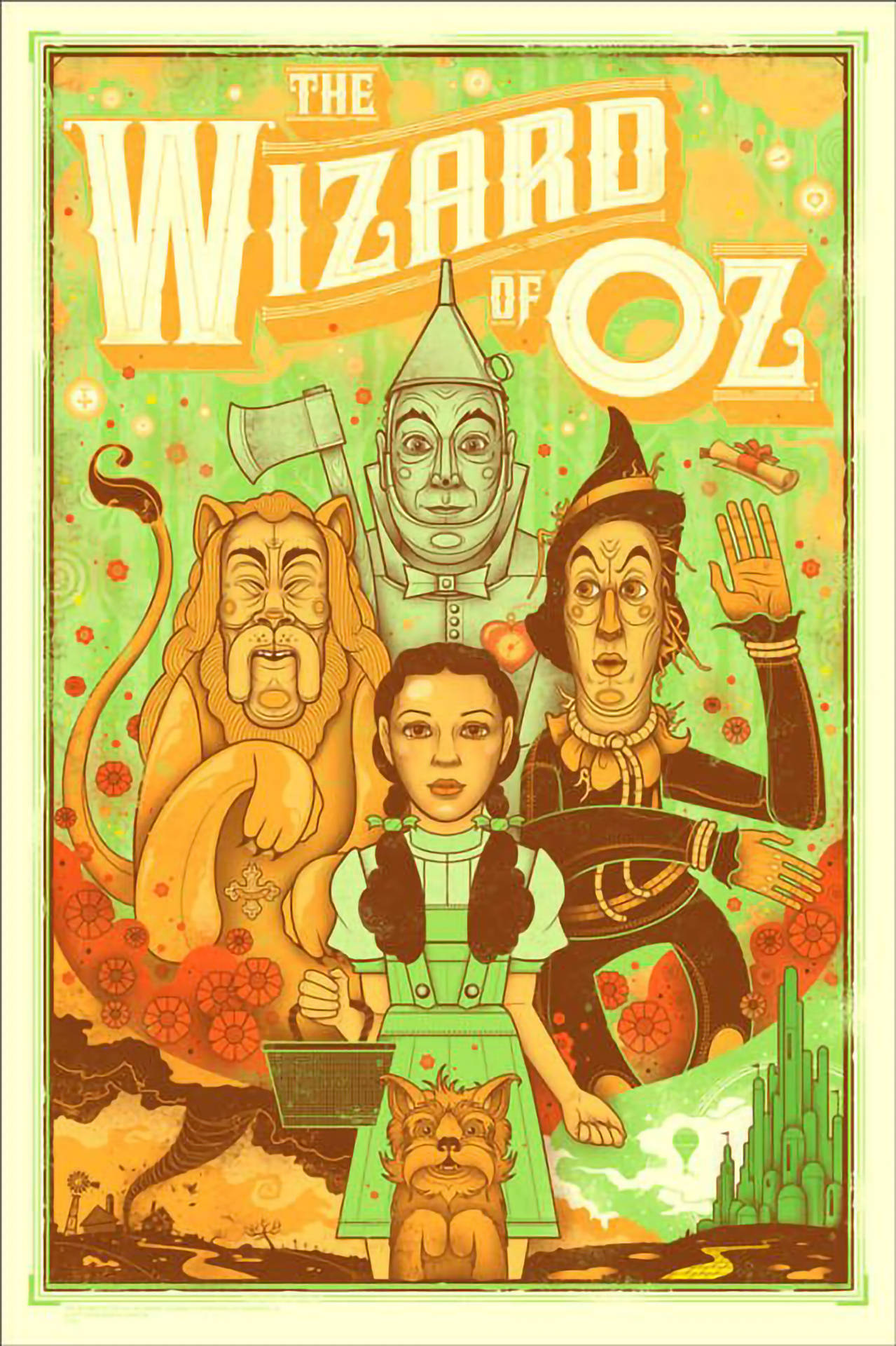 Den Wizard Of Oz Caricature Portræt Tapet. Wallpaper