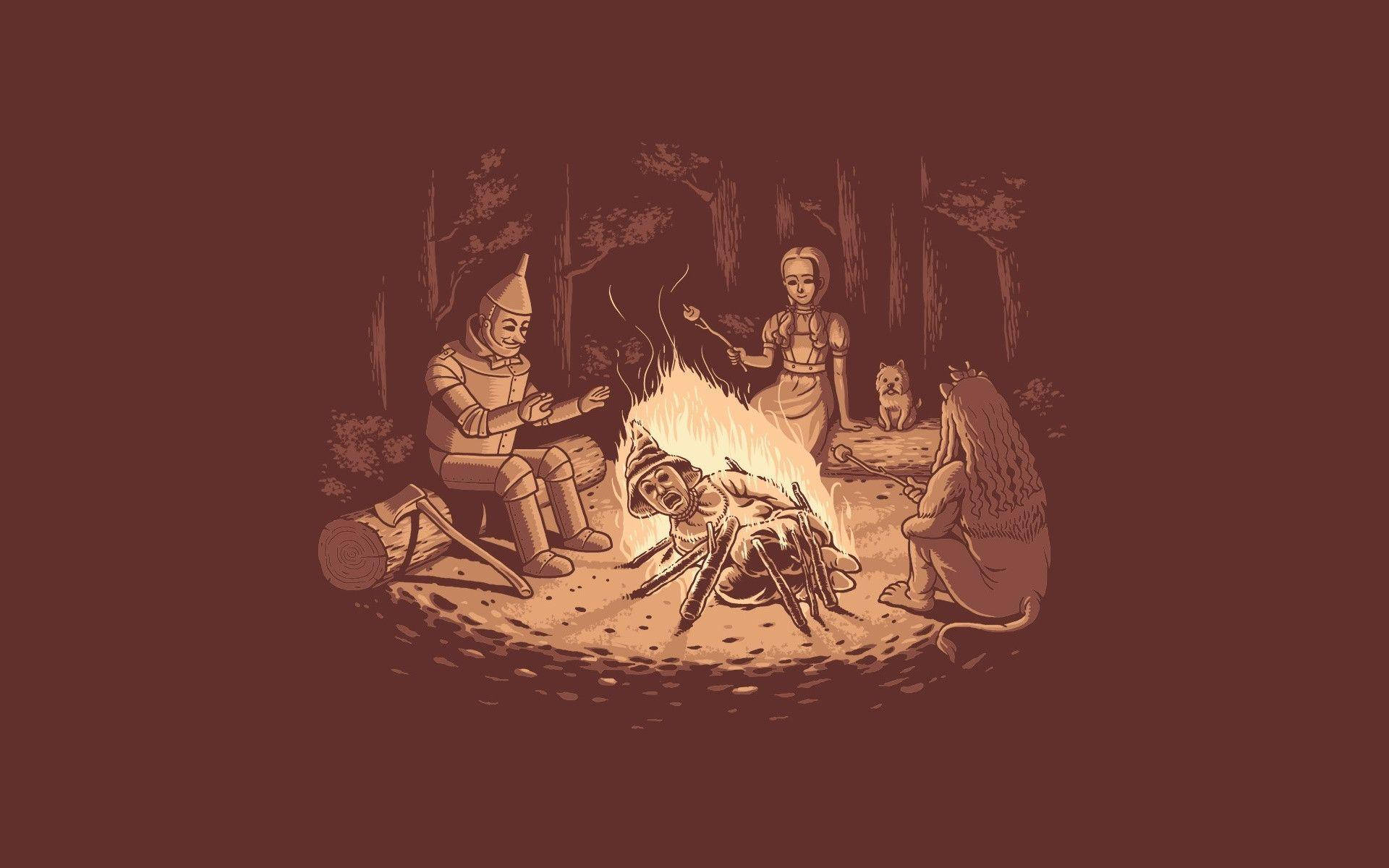 The Wizard Of Oz Dark Bonfire Background