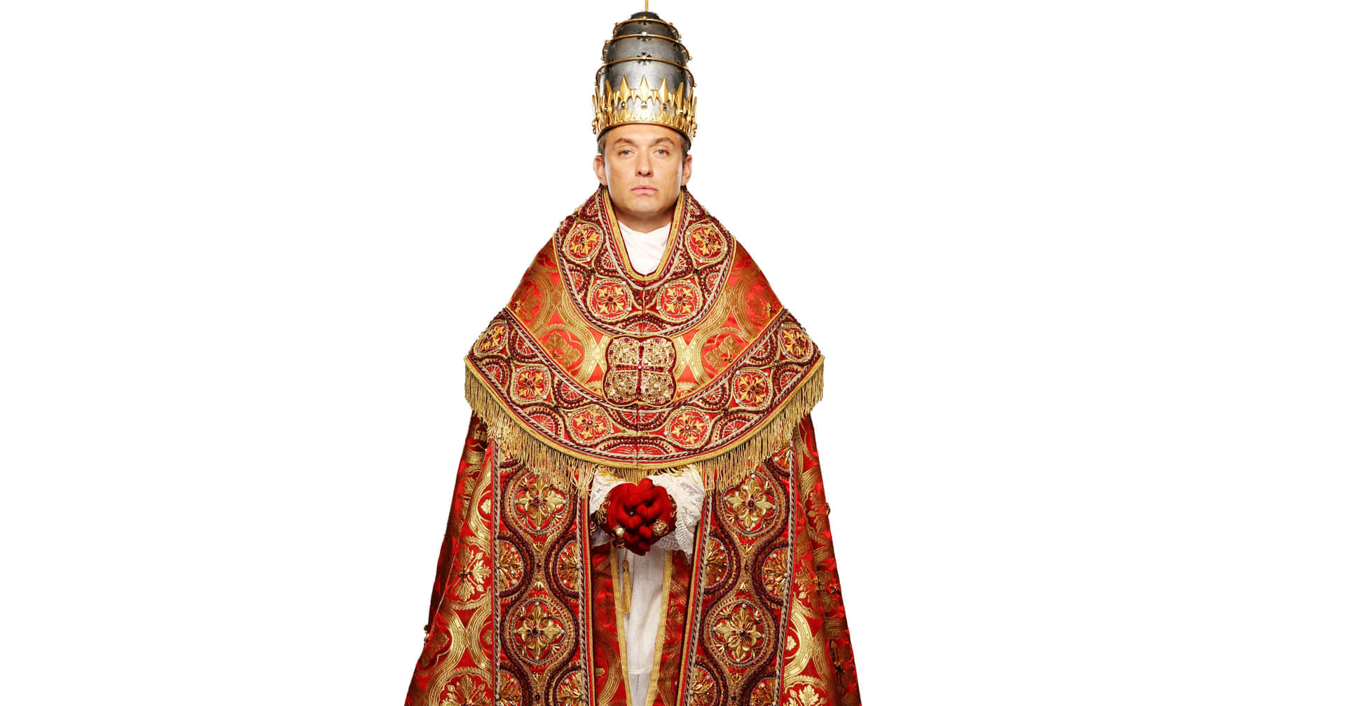 The Young Pope Pius Xiii Deep In Thought Wallpaper