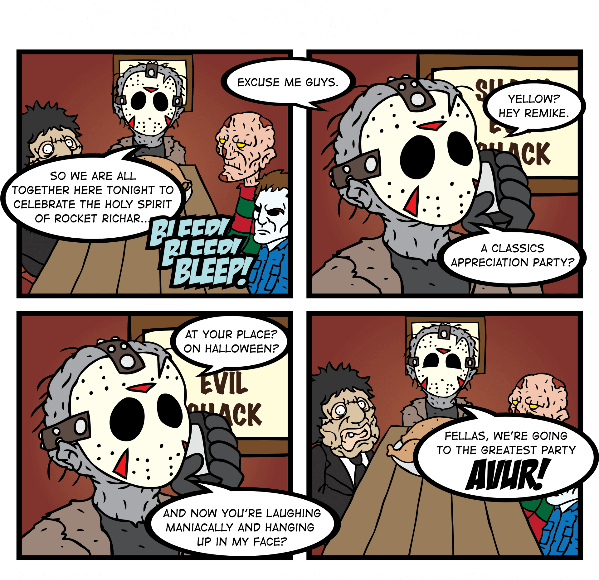 The_ Slashers_ Monster_ Party_ Comic_ Strip PNG
