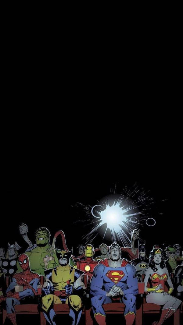Teater DC og Marvel Superhelt iPhone Wallpaper Wallpaper