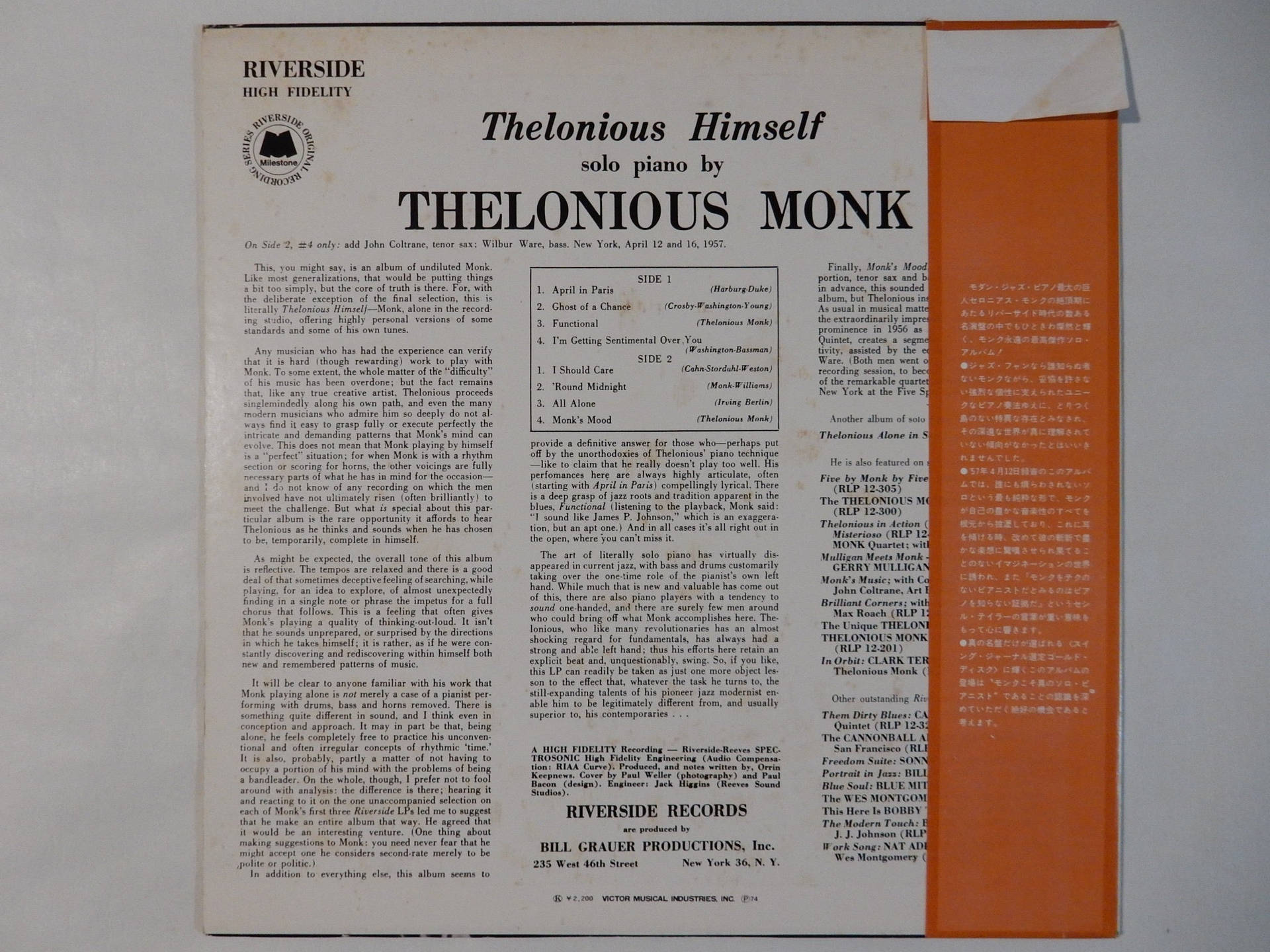 Articolosul Pianoforte Solo Di Thelonious Monk. Sfondo