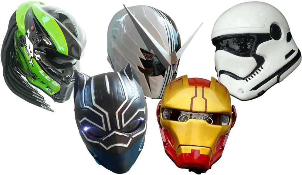 Themed Motorcycle Helmets Collection PNG