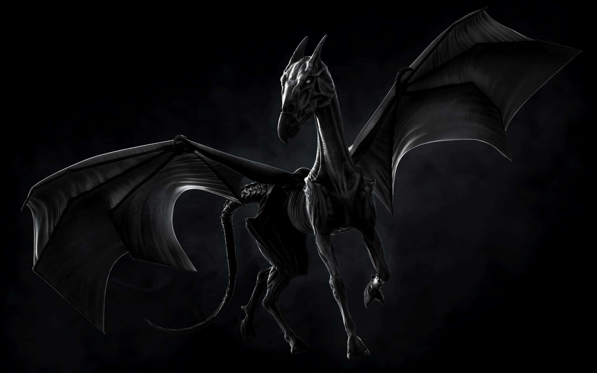Mystical Thestral in a Dark Forest Wallpaper