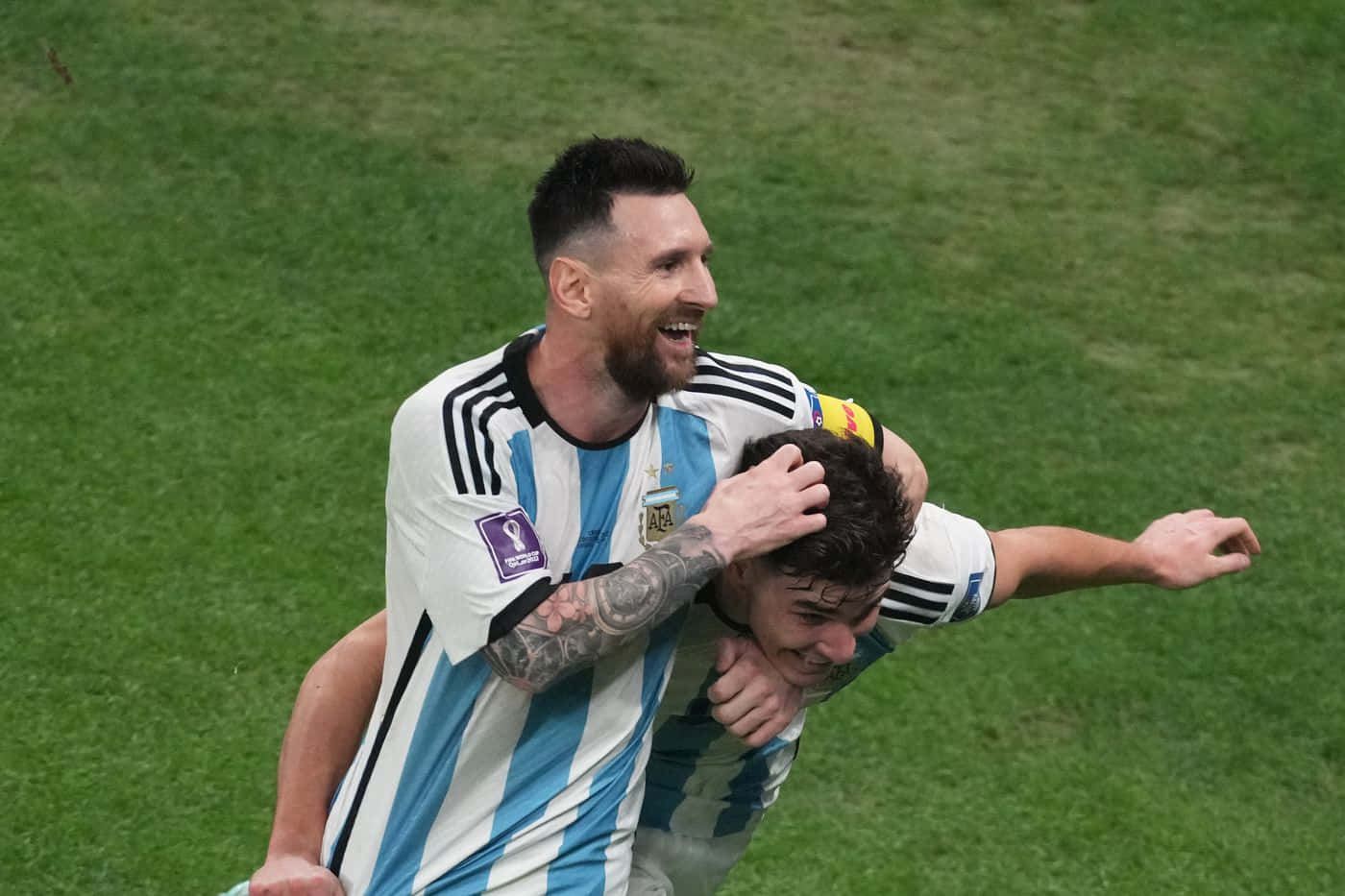 Thiago Almada And Superstar Lionel Messi Wallpaper