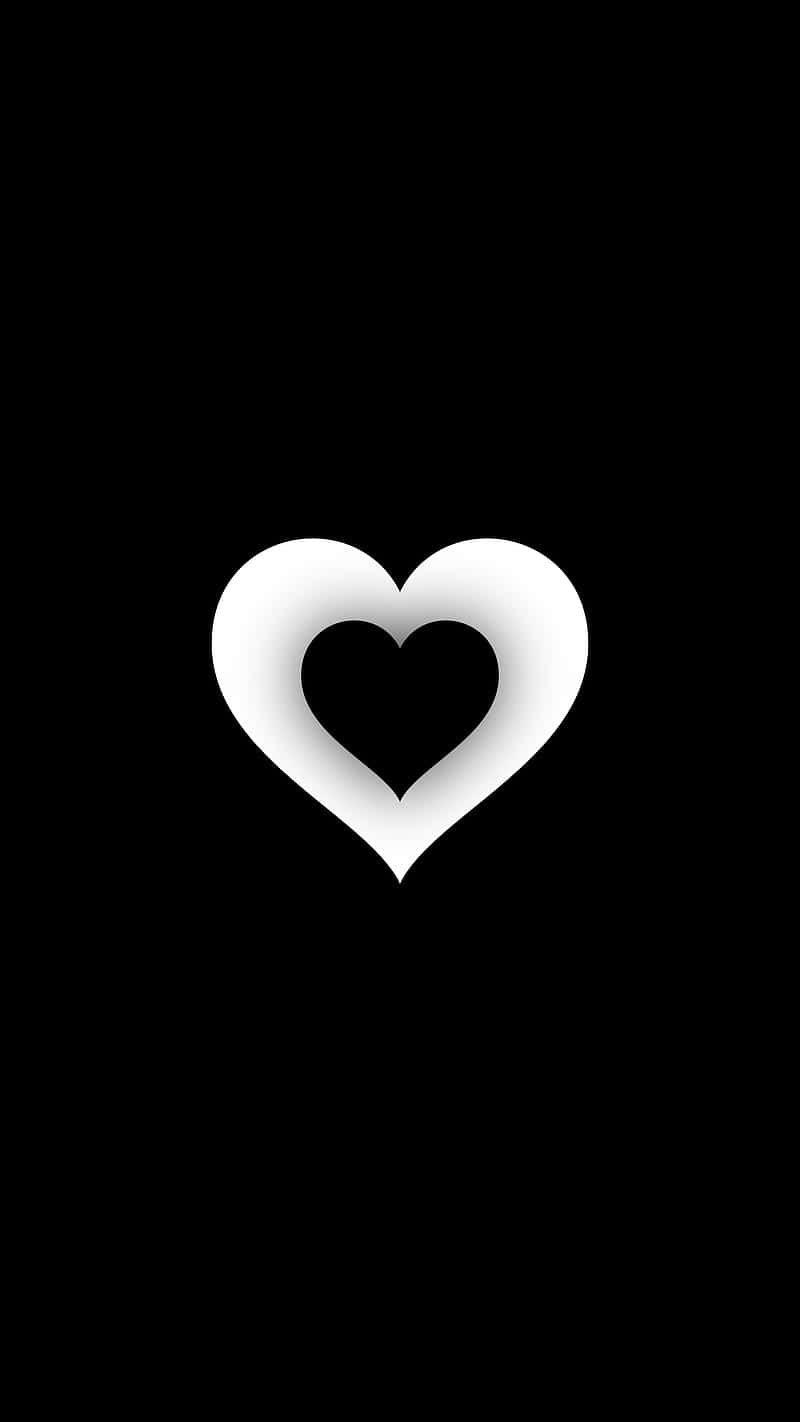 Thick White And Black Heart iPhone Wallpaper