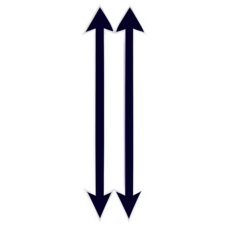 Thin Arrow Direction PNG 6 PNG — Two glowing white arrows point upward and downward against a dark blue gradient background.