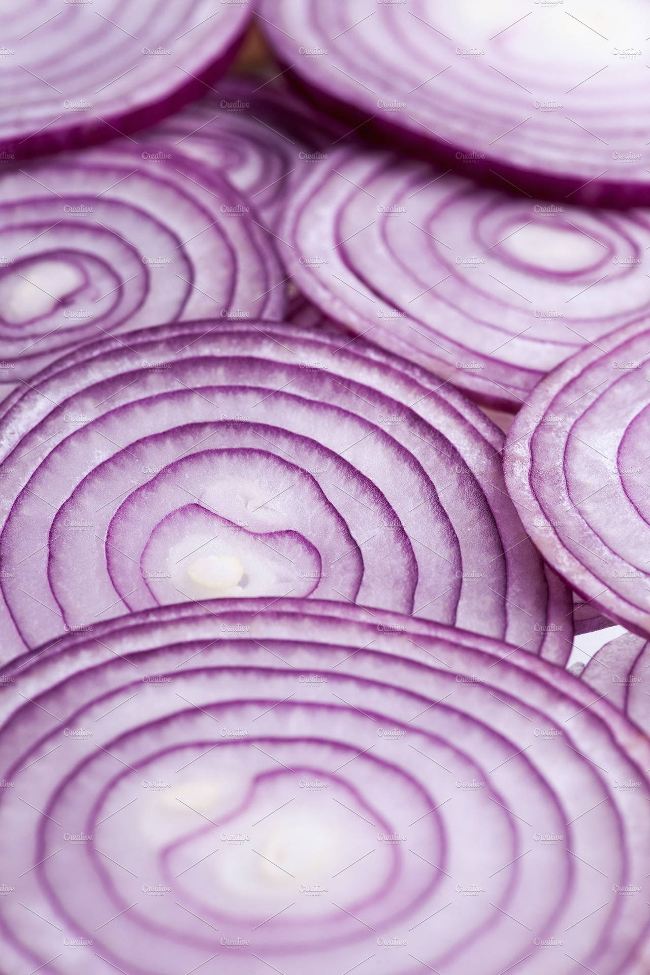 Thin Cut Slices Red Onion Vegetables Portrait Wallpaper