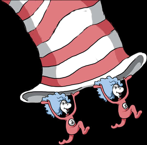 Thing Oneand Thing Twowith Striped Hat PNG