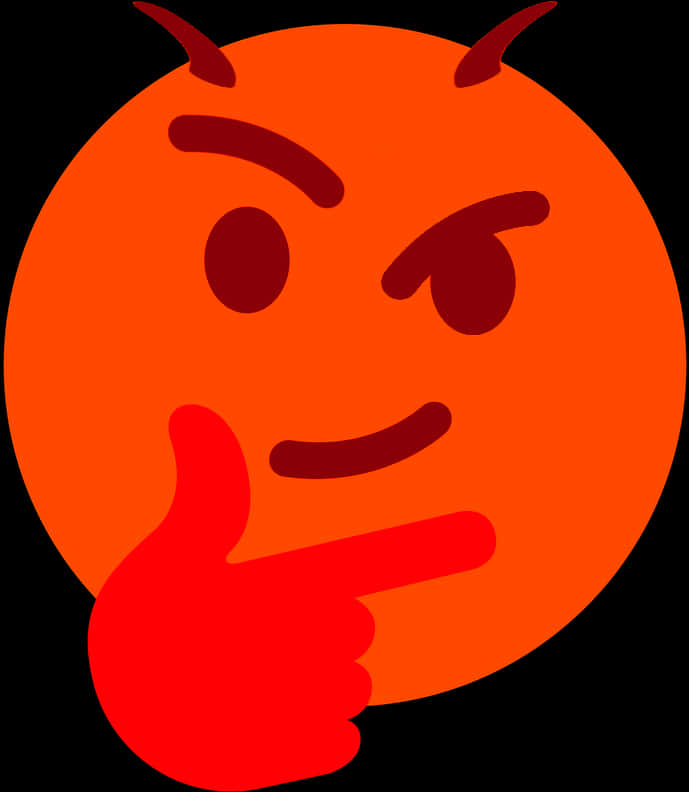 Thinking Devil Emoji Gesture PNG