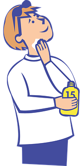 Thinking Man Holding Bottle PNG