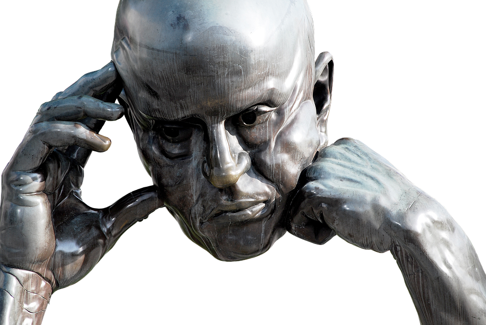 Thinking Metal Sculpture PNG