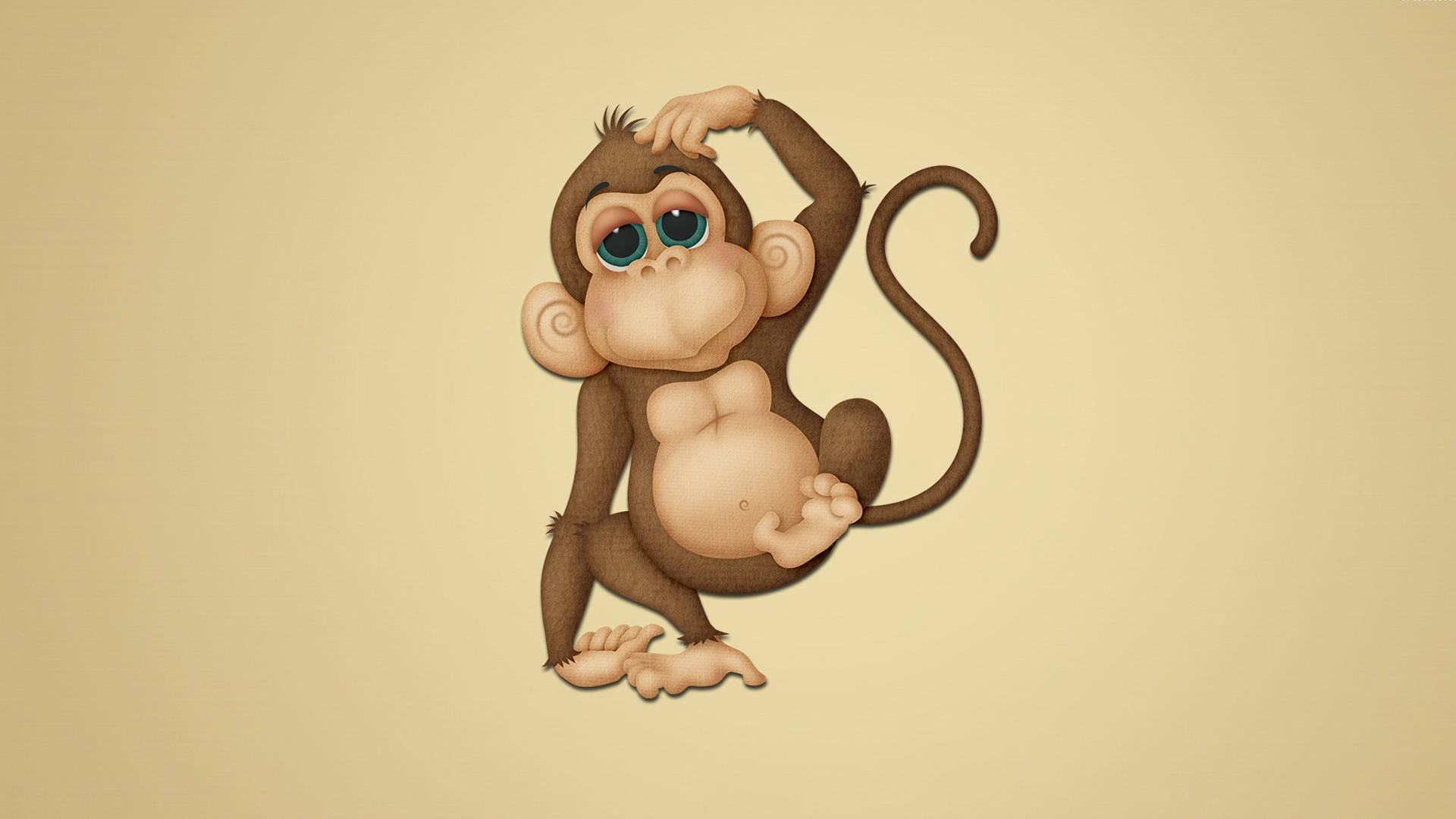 Download Thinking Monkey Cartoon Wallpaper 