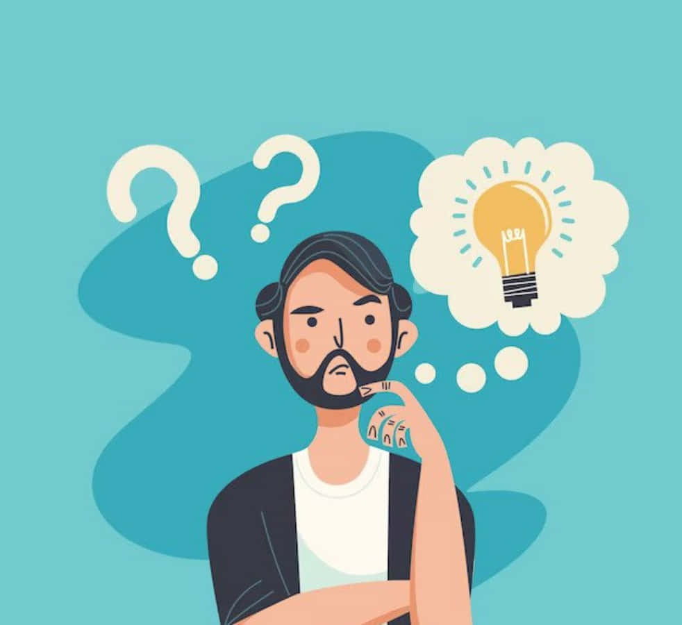 Man Thinking About Something With Light Bulb