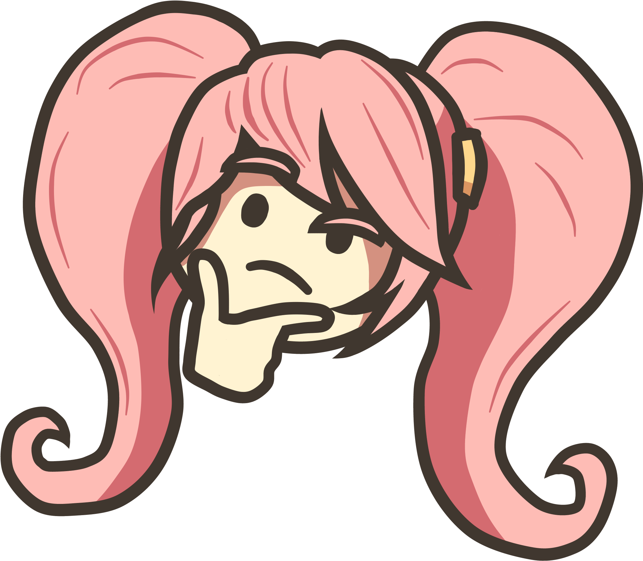Thinking Pink Anime Style Emote PNG