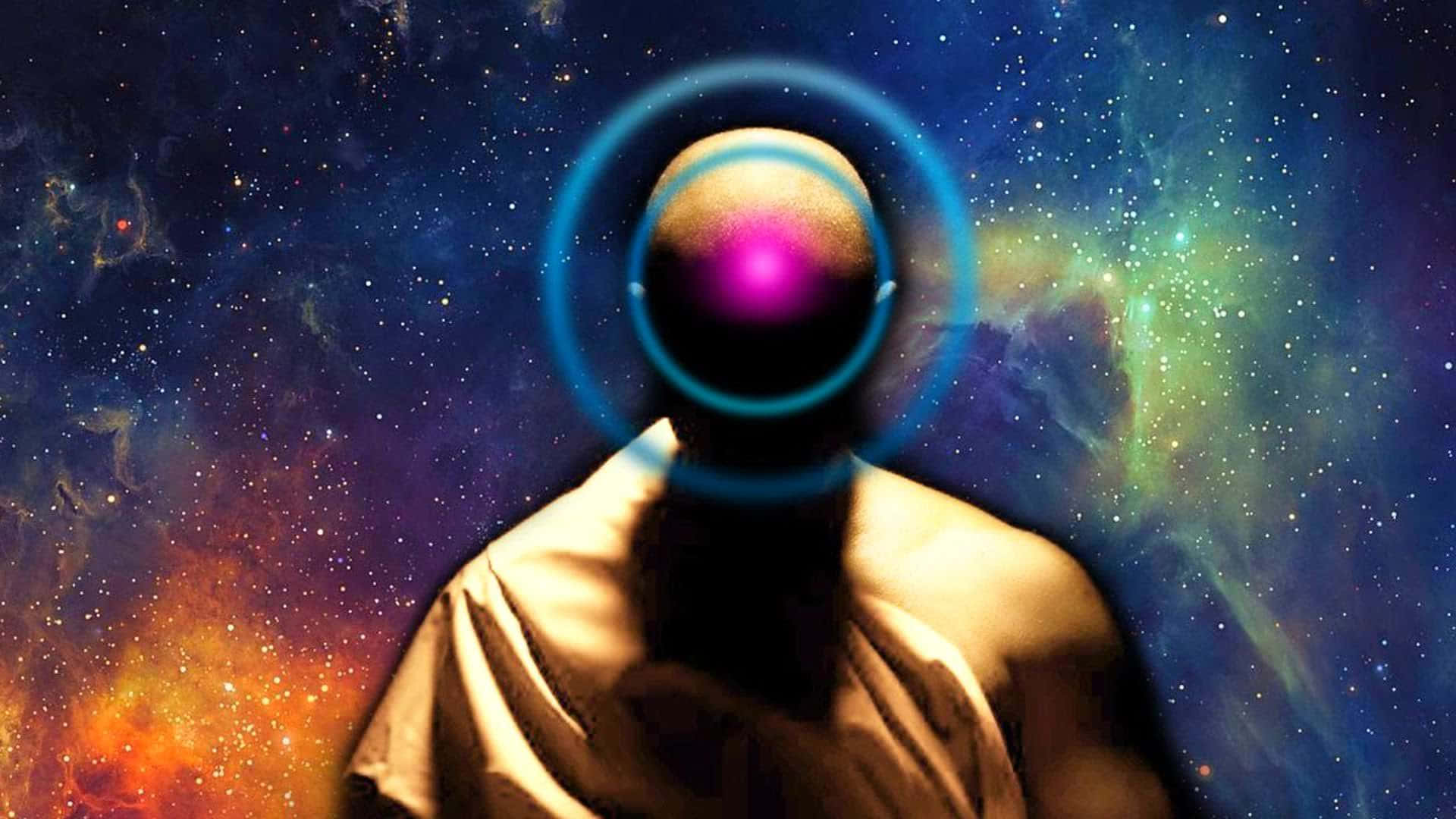 A Man With A Purple Light In His Head Wallpaper