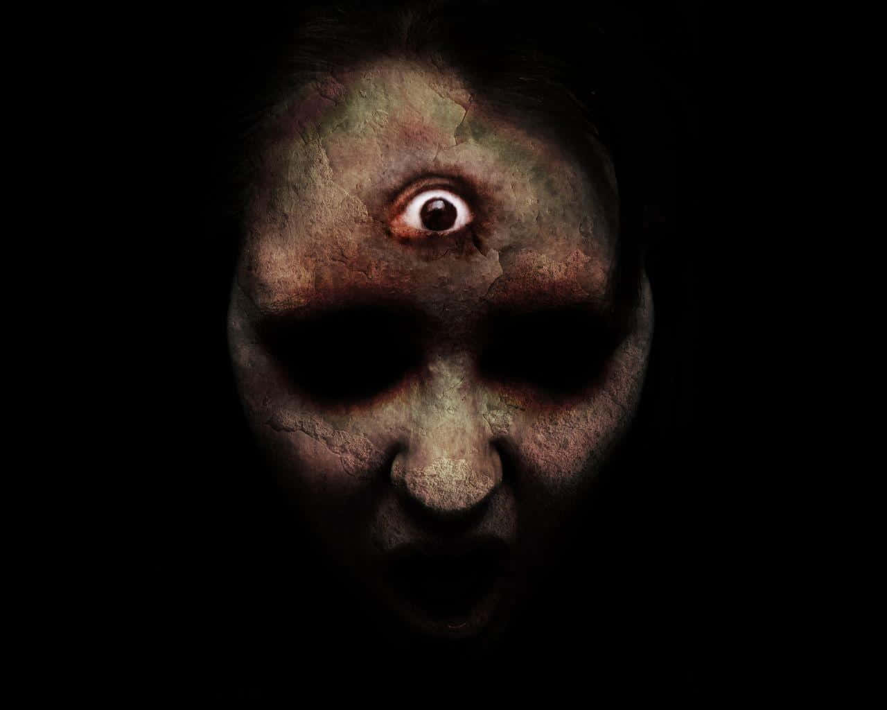 En kvinde med et skræmmende ansigt og et stort øje Wallpaper