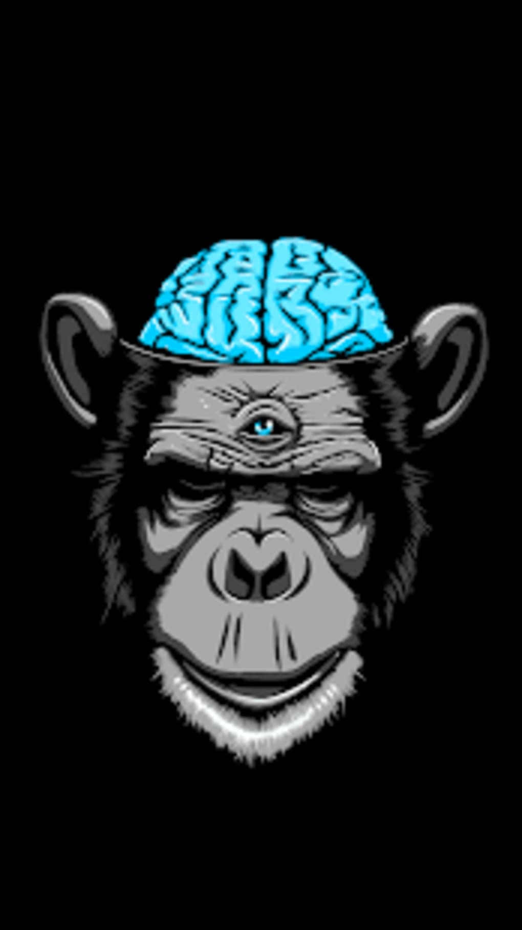 En chimpanse med et blåt hjerne på hans hoved Wallpaper
