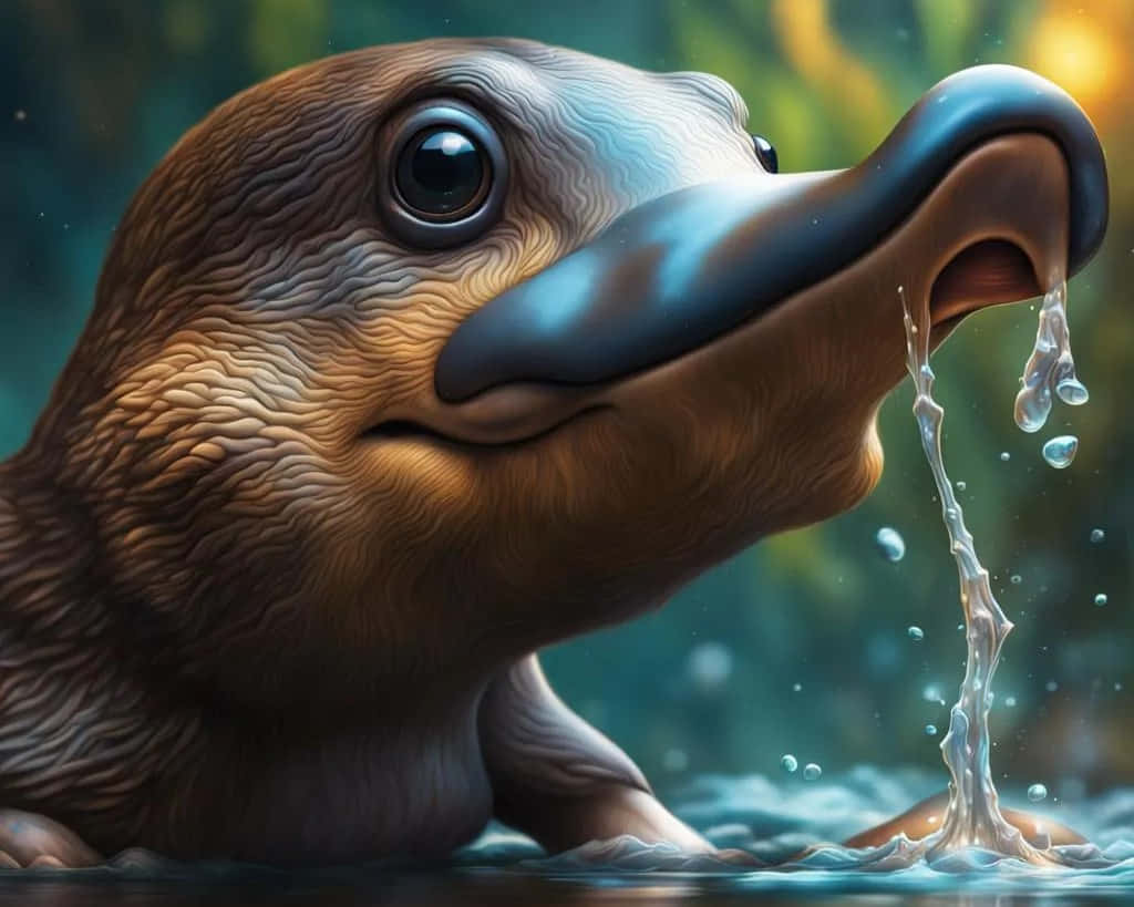 Tørst Platypus Nærbilde Kunstverk Bakgrunnsbildet