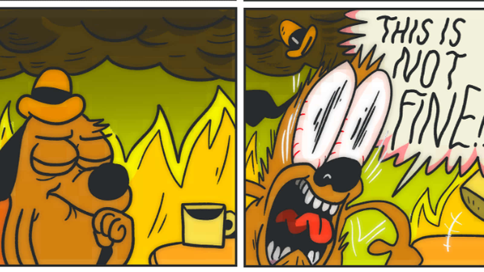 This Is Fine Dog Panicking Wallpaper