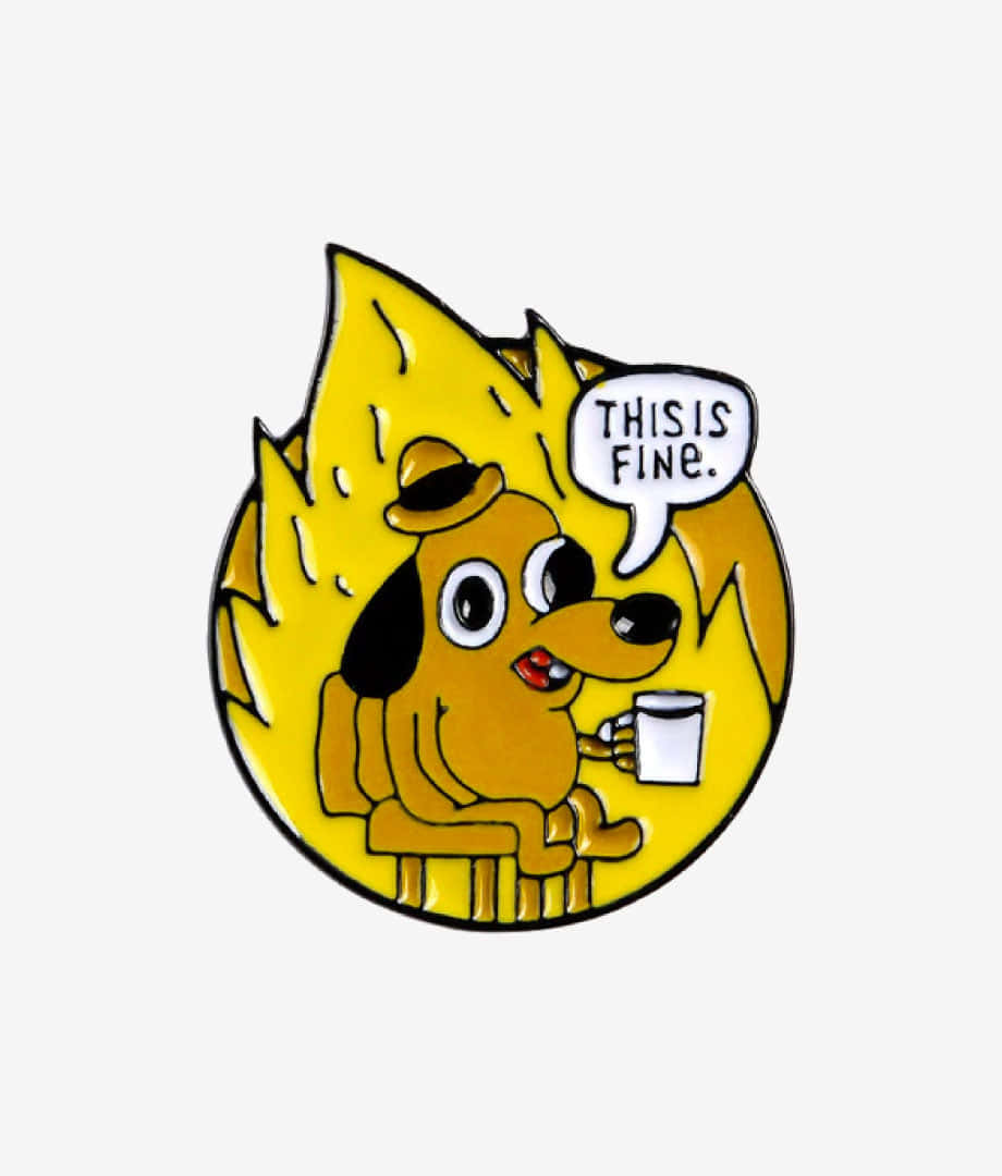 This Is Fine Dog Holding A Mug Wallpaper