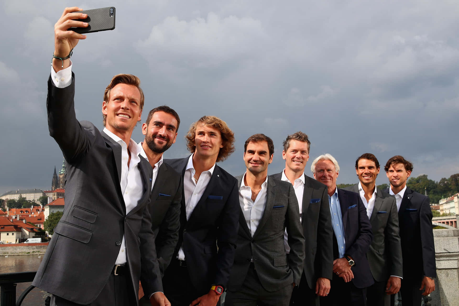 Thomas Enqvist With Other Tennis Players Wallpaper