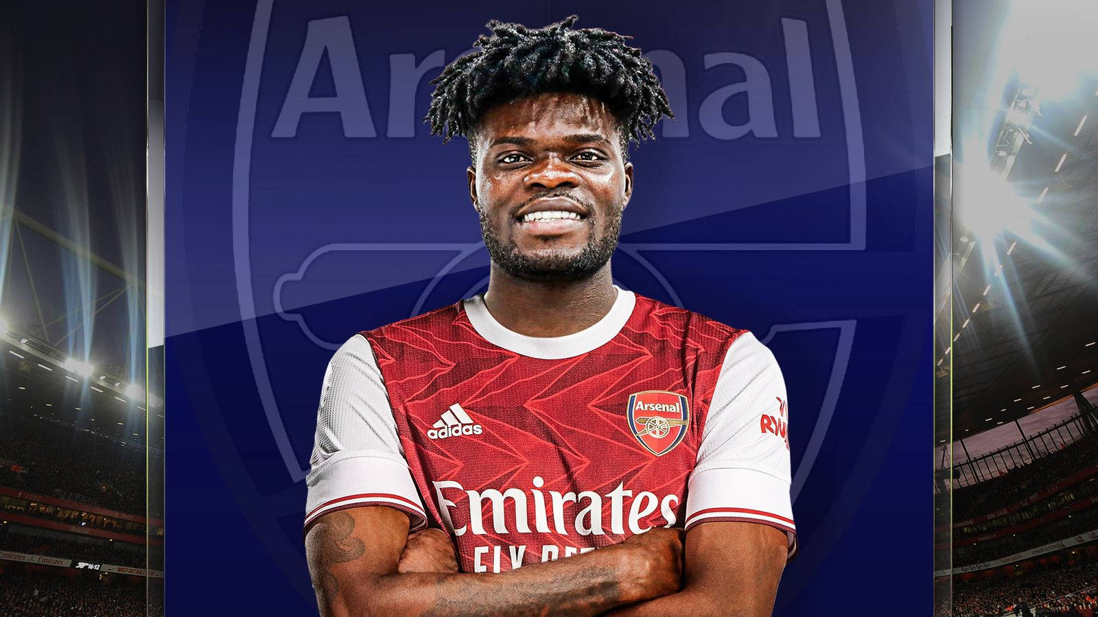Thomas Partey Smiling With His Arms Crossed Wallpaper