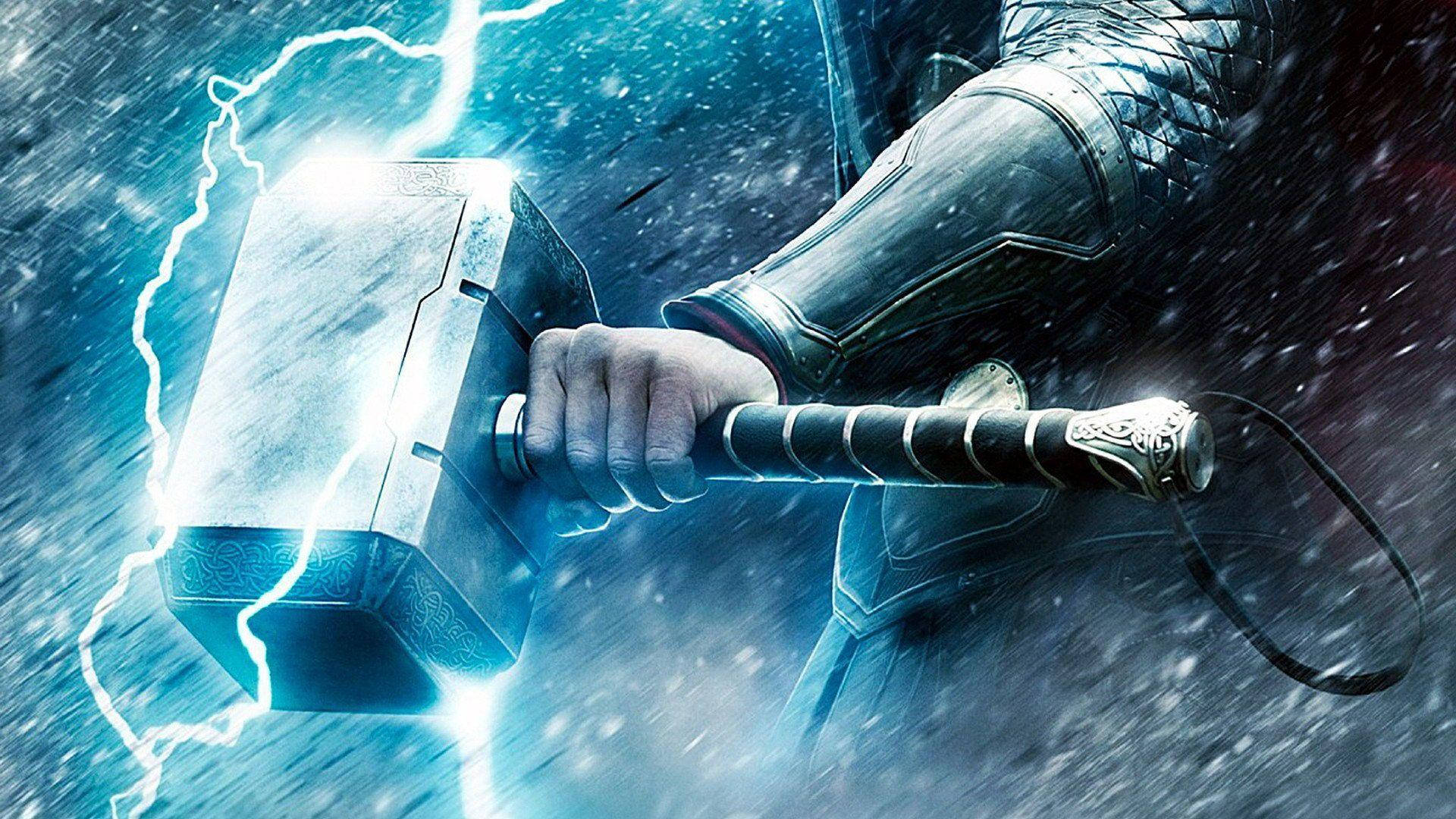 Frigør magten fra Thor med sin Almægtige Hammer Wallpaper