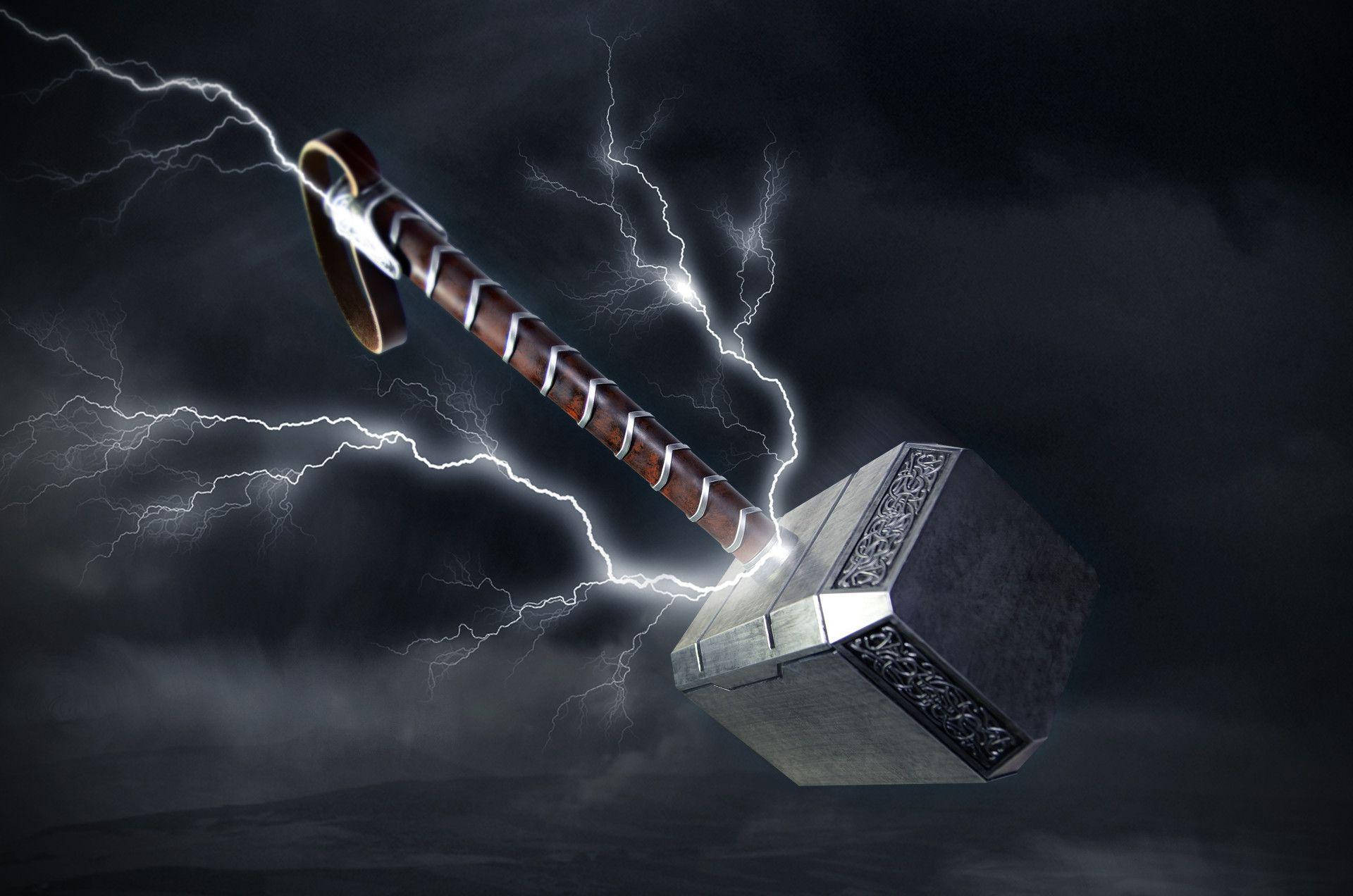 Thor trækker sin magtfulde hammer, Mjolnir. Wallpaper