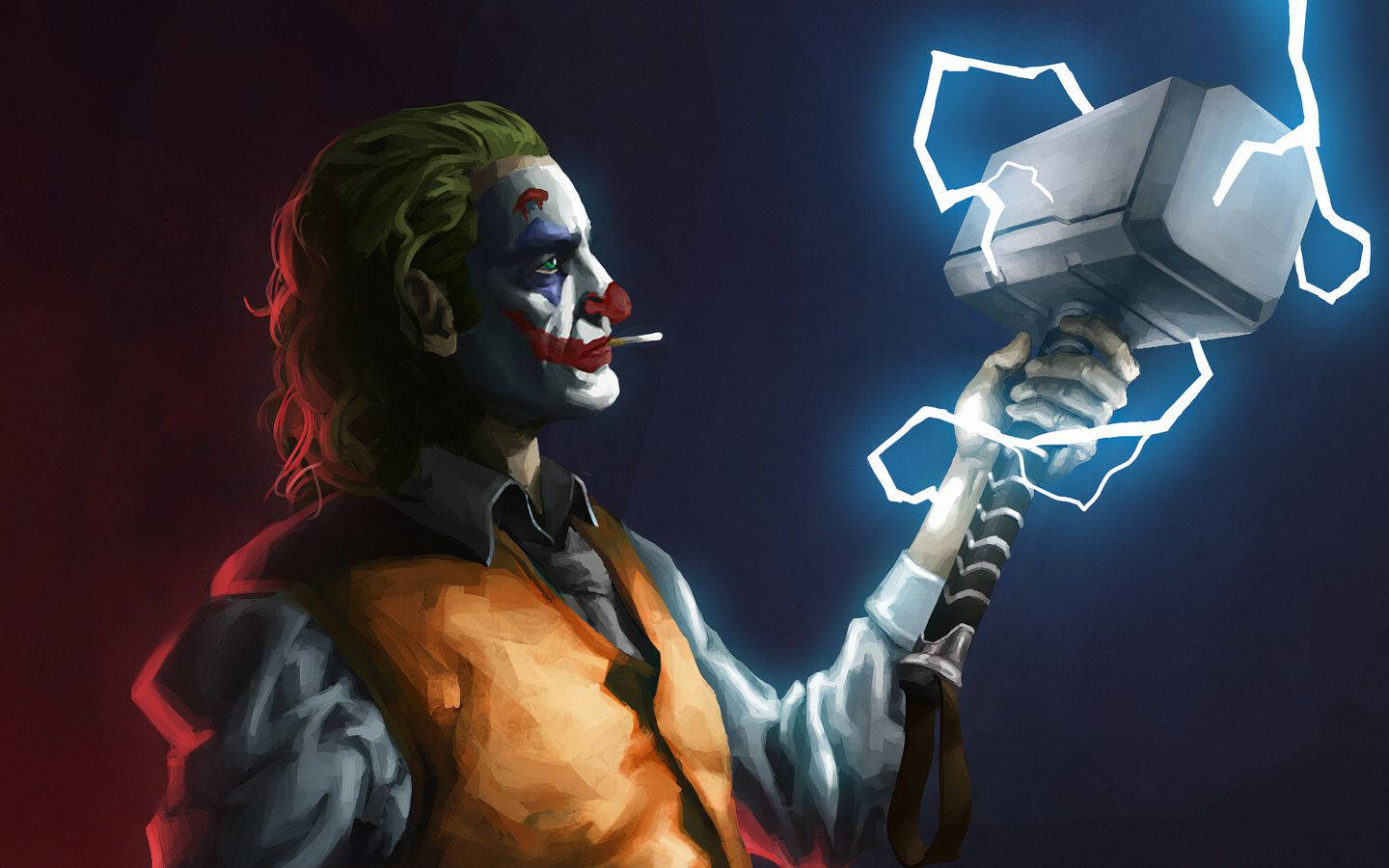 Joker Holding The Thor Hammer Wallpaper