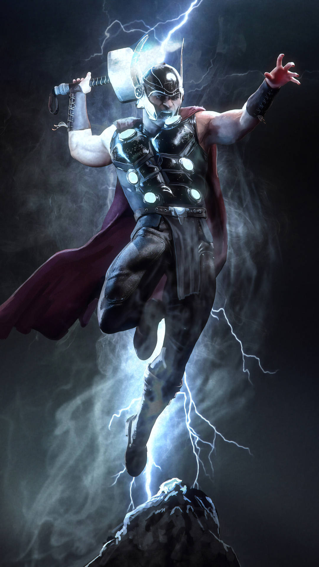 Thor Leaping Superhero Iphone Background